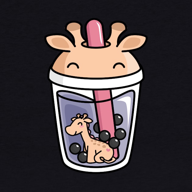 Bubble Tea with Cute Kawaii Giraffe Inside by BobaTeaMe